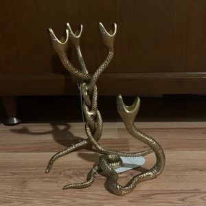 Set of Two Gold Metal Snake Candle Holders. NWT.